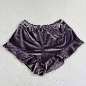 Mentionables Velvet Pajama Shorts Purple Ruffle Elastic Waist Sleep Lounge